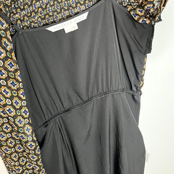 Veronica Beard Womens Sacchi Sheer Printed A Line Dress 2 Black Pleated - Picture 13 of 16